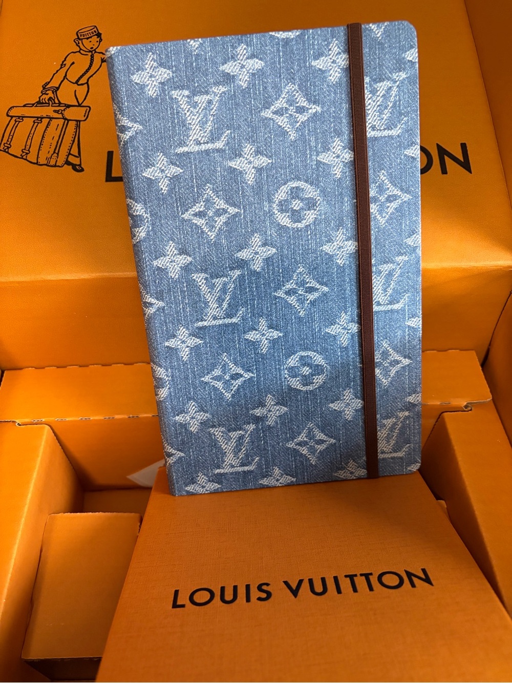 Authentic Louis Vuitton Denim paper pattern Monogram Notebook - Blue
